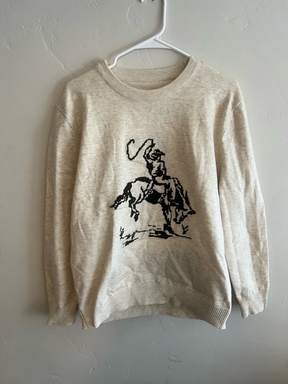 Cream Cowboy Graphic Crewneck Sweater